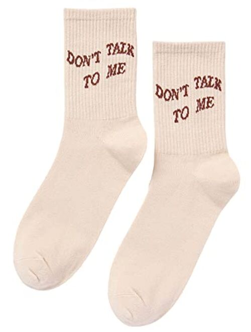 SOLY HUX Women's Letter Graphic Casual Crew Socks Athletic Running Socks