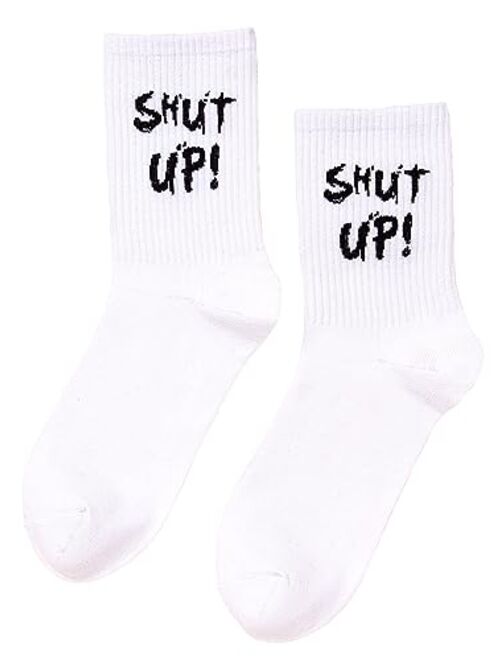 SOLY HUX Women's Letter Graphic Casual Crew Socks Athletic Running Socks