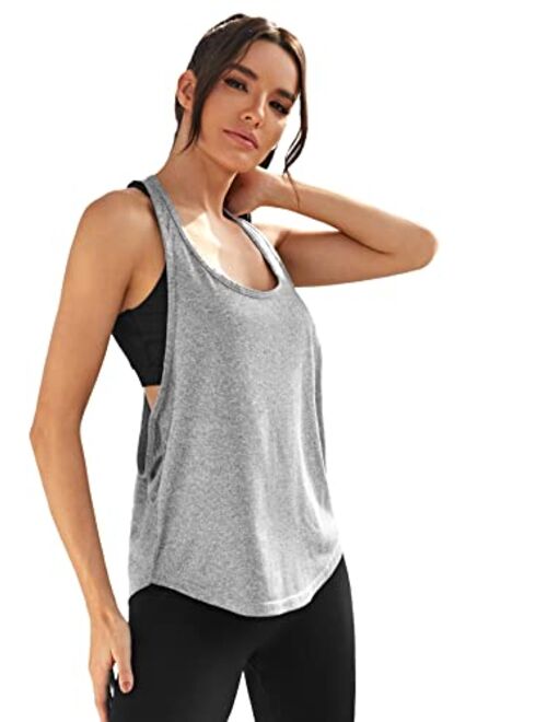 SOLY HUX Women's Sleeveless Scoop Neck Racerback Loose Fit Workout Sports Tank Top Athletic Shirts