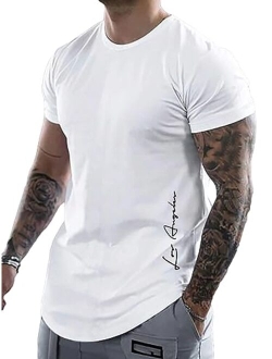 Men's Letter Graphic Tees Short Sleeve Round Neck T Shirt Casual Summer Tops