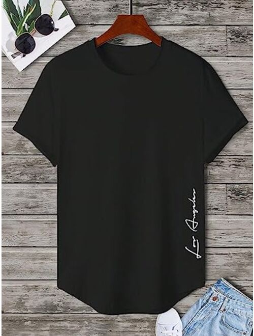 SOLY HUX Men's Letter Graphic Tees Short Sleeve Round Neck T Shirt Casual Summer Tops