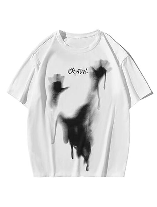 SOLY HUX Men's Graphic Tees Figure Letter Print Short Sleeve T Shirt Summer Tee Tops