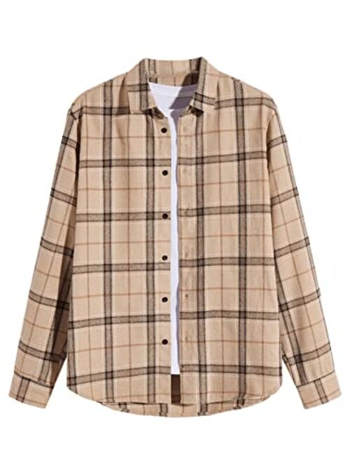 SOLY HUX Men's Plaid Long Sleeve Shirt Casual Button Down Top