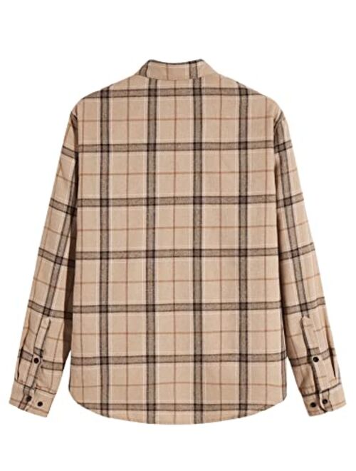 SOLY HUX Men's Plaid Long Sleeve Shirt Casual Button Down Top