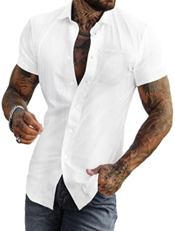 Men's Summer Short Sleeve Button Down Shirt Casual Shirts