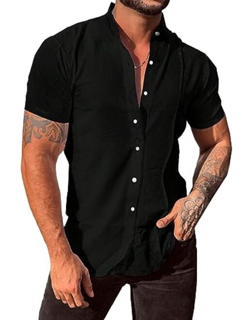 SOLY HUX Men's Summer Short Sleeve Button Down Shirt Casual Shirts