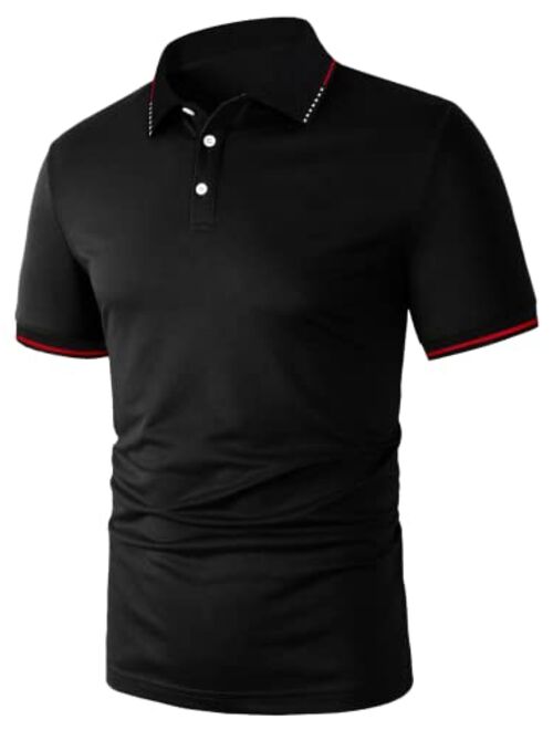 SOLY HUX Men's Classic Short Sleeve Golf Shirts Regular Fit Collared Casual Work Shirt Top