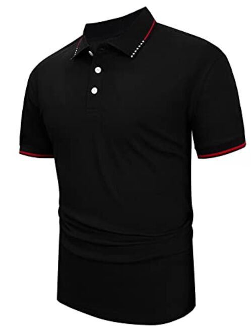 SOLY HUX Men's Classic Short Sleeve Golf Shirts Regular Fit Collared Casual Work Shirt Top