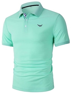 Men's Golf Polo Shirts Color Block Tennis Shirt Short Sleeve Casual Work T-Shirt