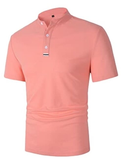 Men's Golf Polo Shirts Color Block Tennis Shirt Short Sleeve Casual Work T-Shirt