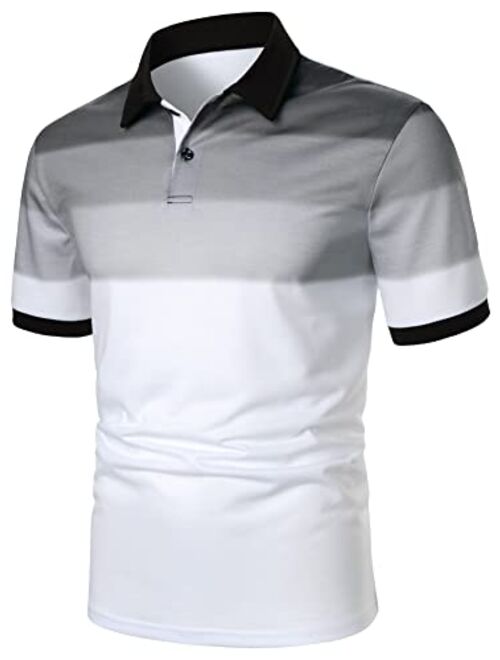 SOLY HUX Men's Golf Polo Shirts Color Block Tennis Shirt Short Sleeve Casual Work T-Shirt