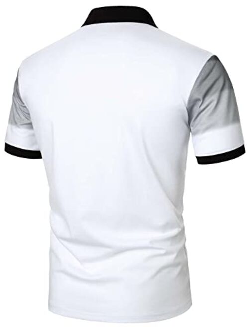 SOLY HUX Men's Golf Polo Shirts Color Block Tennis Shirt Short Sleeve Casual Work T-Shirt