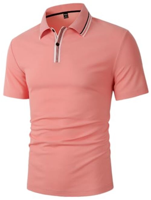 SOLY HUX Men's Golf Polo Shirts Color Block Tennis Shirt Short Sleeve Casual Work T-Shirt