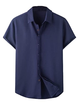 Men's Short Sleeve Button Down Shirts Casual Dress Going Out Camp Tops