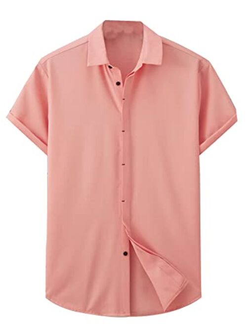 SOLY HUX Men's Short Sleeve Button Down Shirts Casual Dress Going Out Camp Tops