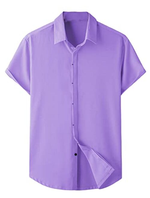 SOLY HUX Men's Short Sleeve Button Down Shirts Casual Dress Going Out Camp Tops