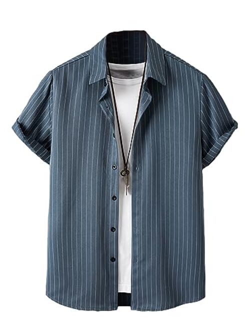 SOLY HUX Men's Short Sleeve Button Down Shirts Casual Dress Going Out Camp Tops