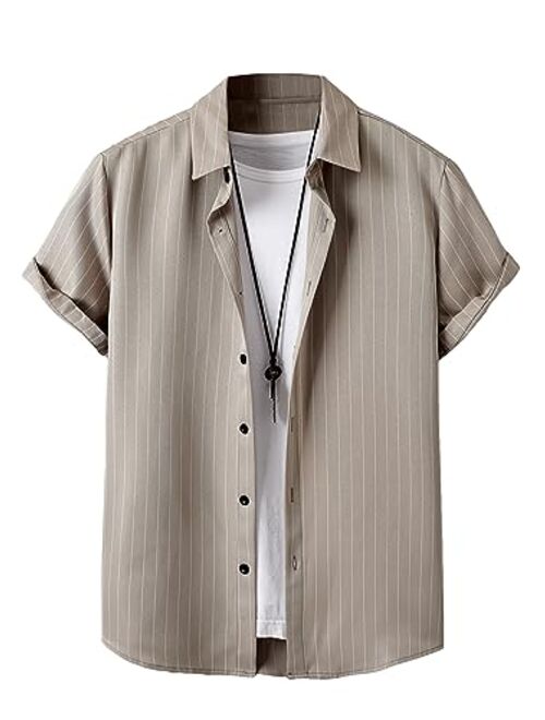 SOLY HUX Men's Short Sleeve Button Down Shirts Casual Dress Going Out Camp Tops