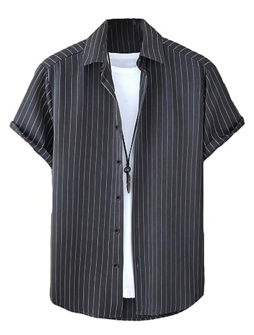 SOLY HUX Men's Short Sleeve Button Down Shirts Casual Dress Going Out Camp Tops