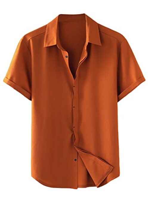 SOLY HUX Men's Short Sleeve Button Down Shirts Casual Dress Going Out Camp Tops