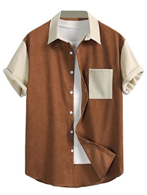 SOLY HUX Men's Short Sleeve Button Down Shirts Casual Dress Going Out Camp Tops