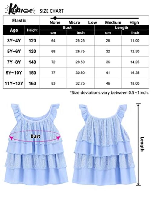 Kukume Girls Summer Tank Top Ruffle Layered Casual Cute Loose Fit Flowy Swing Blouse Shirt for 3-12 Years