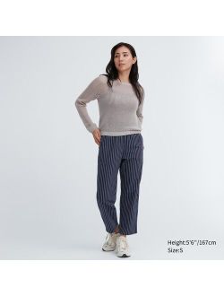Cotton Striped Relaxed Ankle Pants