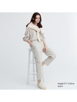 Cotton Striped Relaxed Ankle Pants