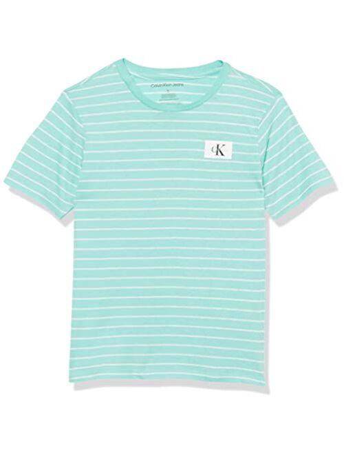 Calvin Klein Boys' Short Sleeve Striped Crew Neck T-Shirt