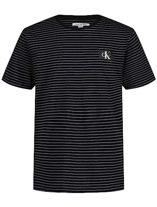 Calvin Klein Boys' Short Sleeve Striped Crew Neck T-Shirt