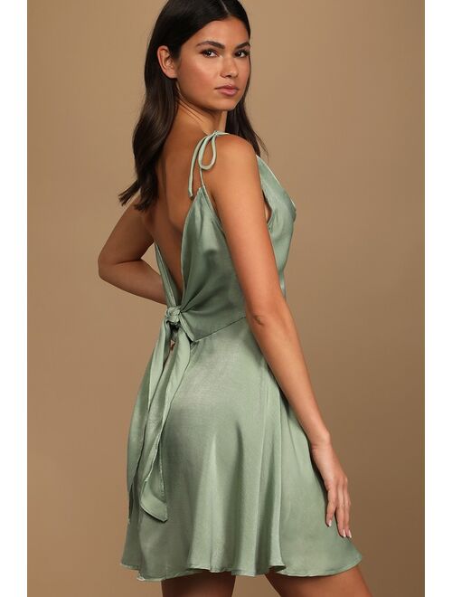 Lulus Party with Prosecco Pink Satin Tie-Back Homecoming Mini Dress