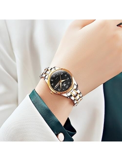 Women Watches Business Dress Female Ladies for Small Wrist Watch Gold Silver Tone Stainless Steel Band Analog Quartz Day Date Waterproof Lady Watches