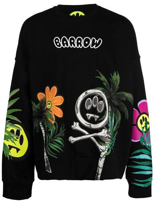 BARROW cotton palm-tree print sweatshirt