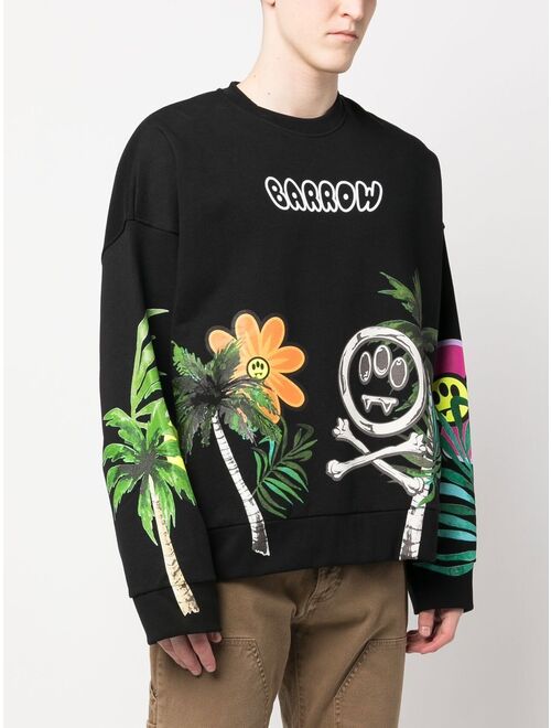 BARROW cotton palm-tree print sweatshirt