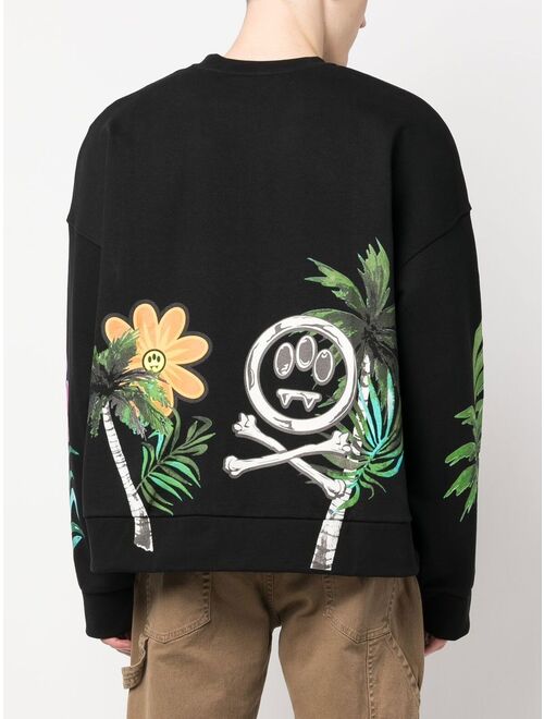 BARROW cotton palm-tree print sweatshirt