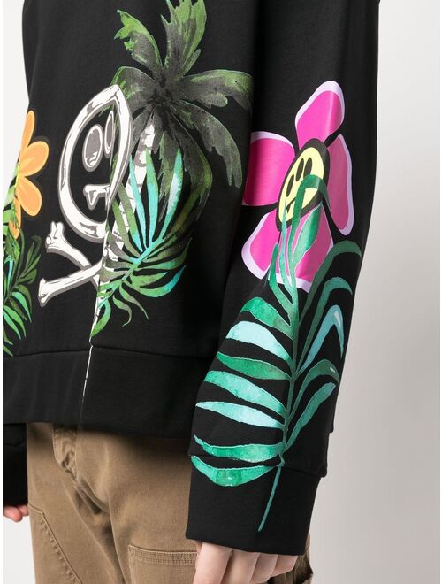 BARROW cotton palm-tree print sweatshirt