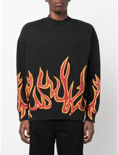 Palm Angels Graffiti Flames distressed sweatshirt