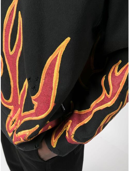 Palm Angels Graffiti Flames distressed sweatshirt