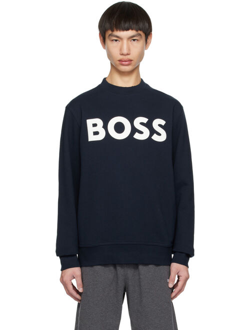 BOSS Navy Bonded Sweatshirt