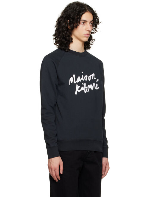 Maison Kitsune Black Handwriting Clean Sweatshirt