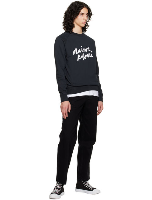 Maison Kitsune Black Handwriting Clean Sweatshirt