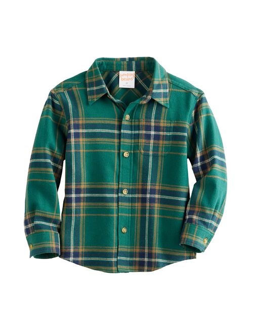 Toddler Boy Jumping Beans Long Sleeve Button-Down Plaid Flannel Shirt