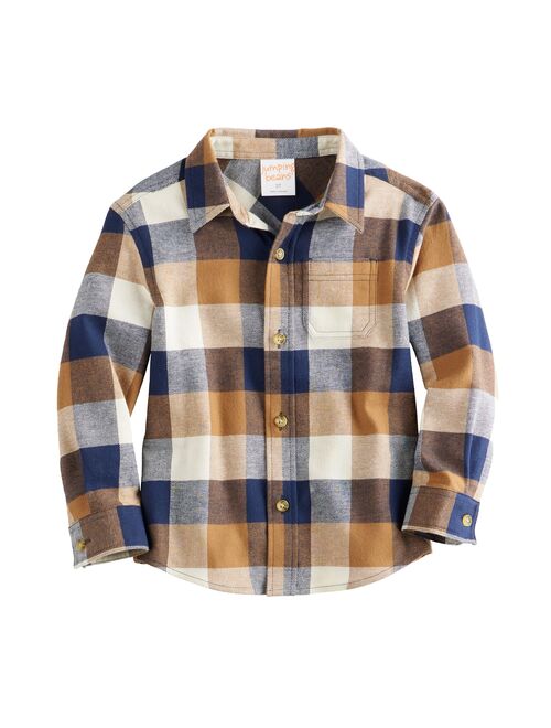 Toddler Boy Jumping Beans Long Sleeve Button-Down Plaid Flannel Shirt