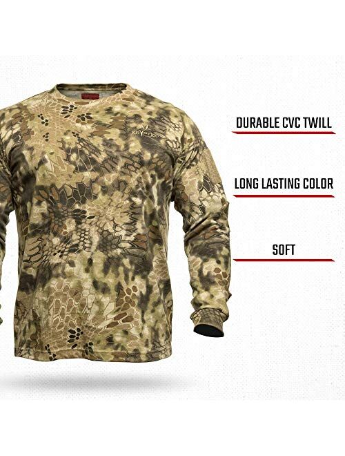 Kryptek Men's Stalker Long Sleeve, 100% Cotton, Stealthy Camo Tee