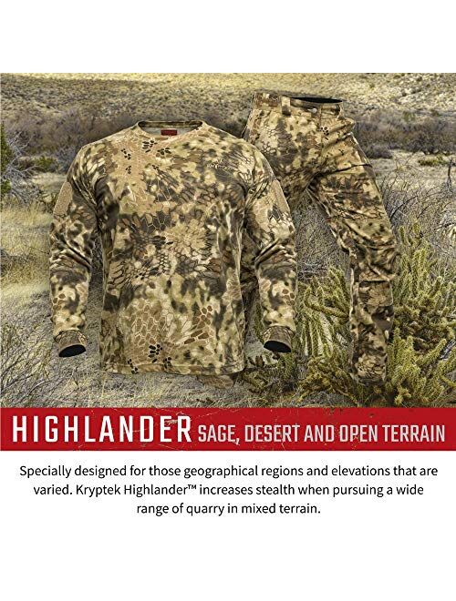 Kryptek Men's Stalker Long Sleeve, 100% Cotton, Stealthy Camo Tee