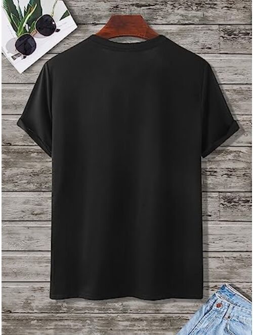 SOLY HUX Men's Graphic Summer Tee Cartoon Print Crewneck Short Sleeve Regular Fit Casual T Shirt Tops