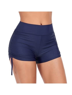 Women's High Waisted Swim Shorts UPF50  Sport Board Shorts Wide Waistband Drawstring Swimsuit Bottoms