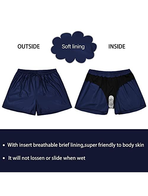 Firpearl Women's Swim Board Shorts Plus Size Wide Waistband Drawstring Tankini Swimsuit Bottoms with bulit in Brief