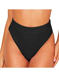 Women's High Waisted Cheeky Bikini Bottoms High Leg Swimsuit Shorts Swim Brief