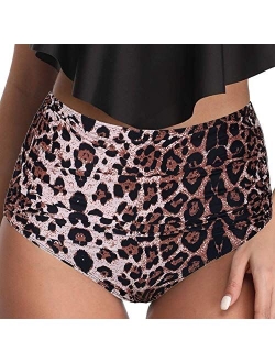 Women's High Waisted Bikini Bottoms Ruched Swim Shorts Swim Brief